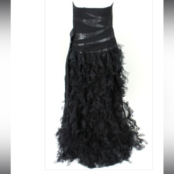 Tadashi Shoji Elegant Black Ruffle Gown - Picture 4 of 12